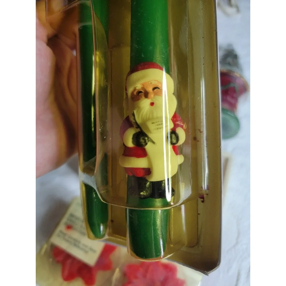 Big Christmas Candle Lot 9 New Santa Nutcracker Poinsettia Topiary Mrs. Claus